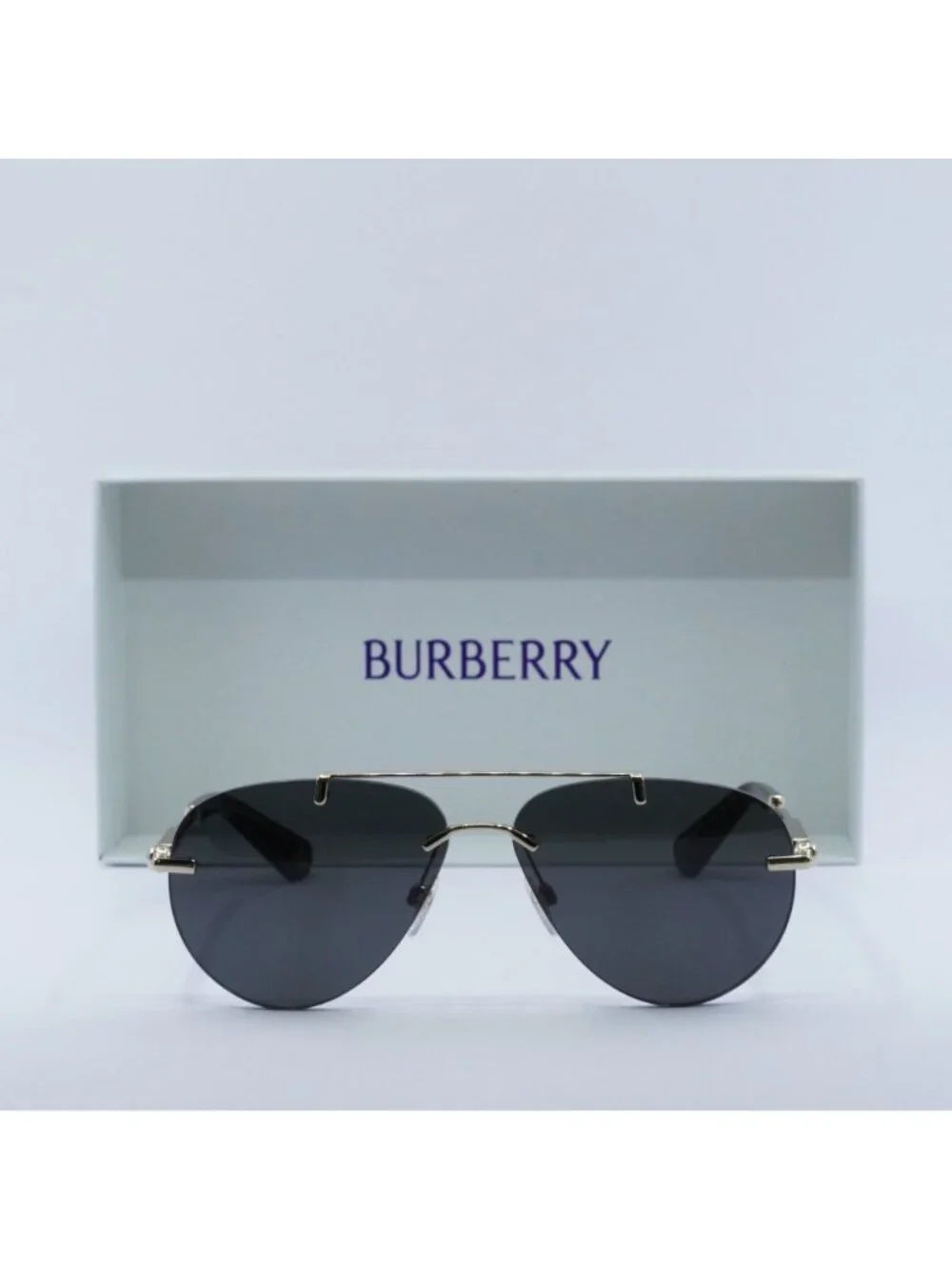 Burberry BE3151 110987 Aviator Sunglasses - Light Gold / Dark Grey